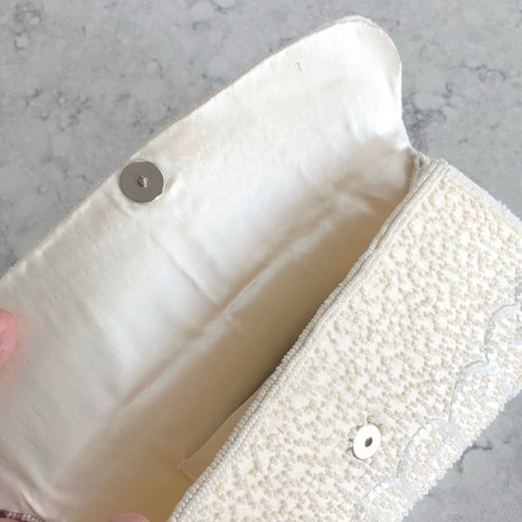 Vintage 1950s Walborg ivory beaded envelope evening clutch handmade in Belgium - Picture 3 of 10